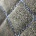 Ковровое изделие на передние сидения из Алькантары чёрное с синей ниткой 